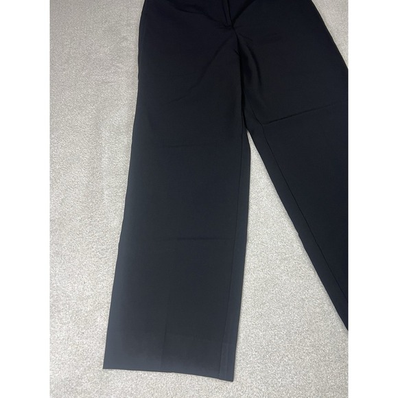 St John Caviar Diana Pants Womens Black Crepe High Rise Straight Trouser Size 12 - Picture 5 of 13